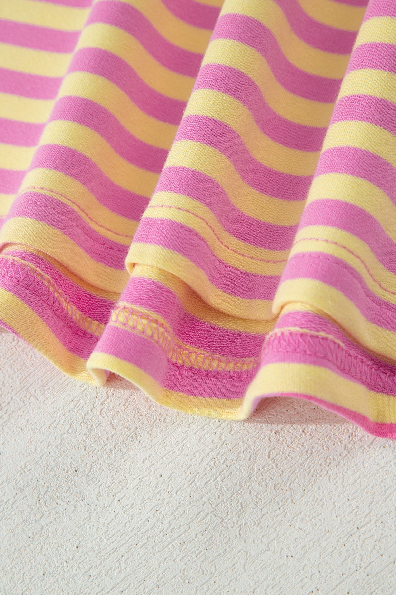 Pink Stripe Loose Short Sleeve Top and Skirt Set