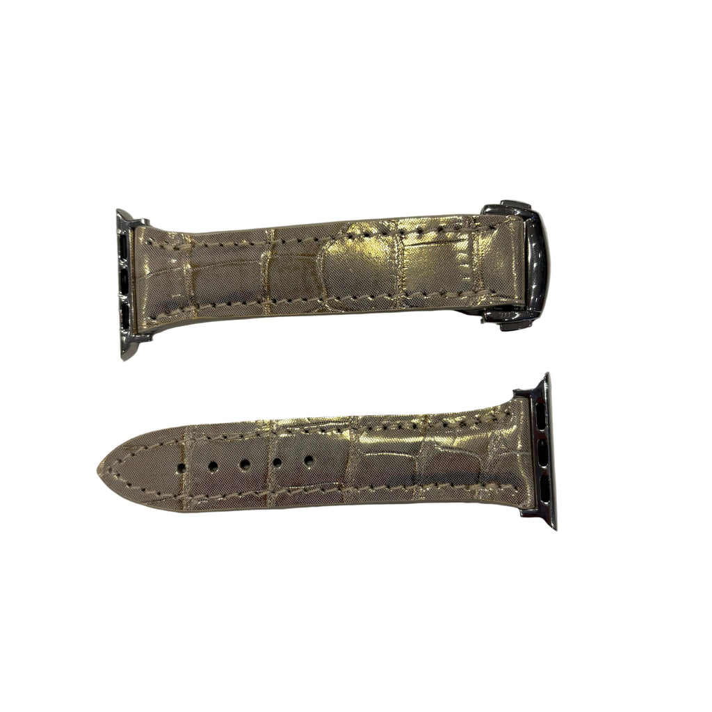 APPLE WATCH BAND, GOLD METALLIC ALLIGATOR