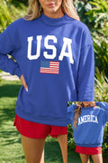 Dark Blue Mock Neck Reversible USA/America Graphic Sweatshirt