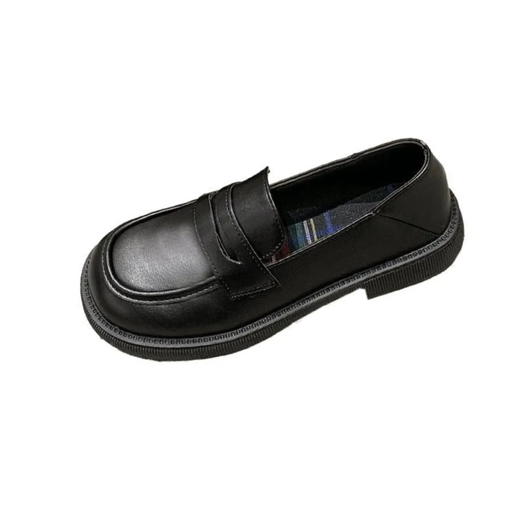 Round Toe Leather Loafers