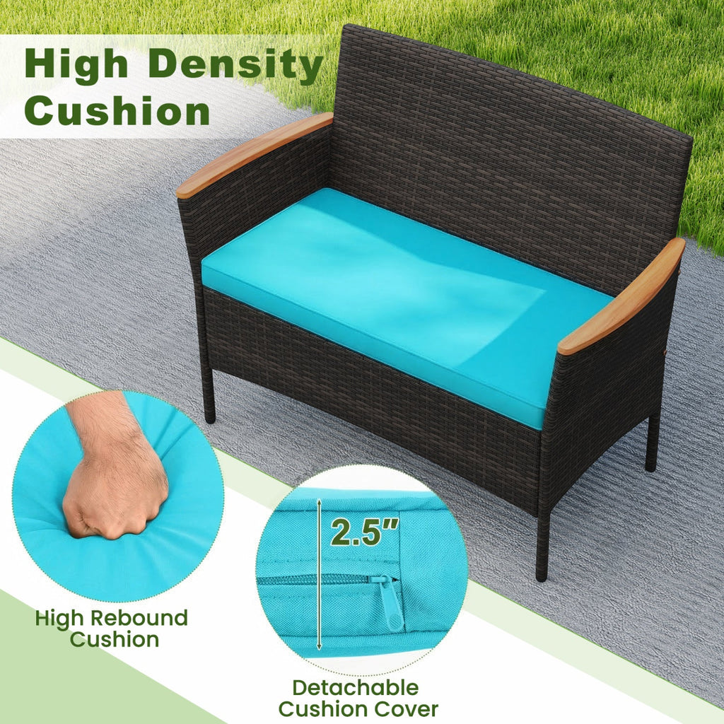 8-Piece Patio Conversation Set with Cushions - Turquoise
