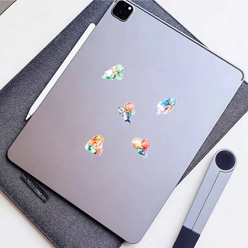 1Roll (500Pcs) Irregular Watercolor Mermaid Stickers | Decorative Stationery Labels