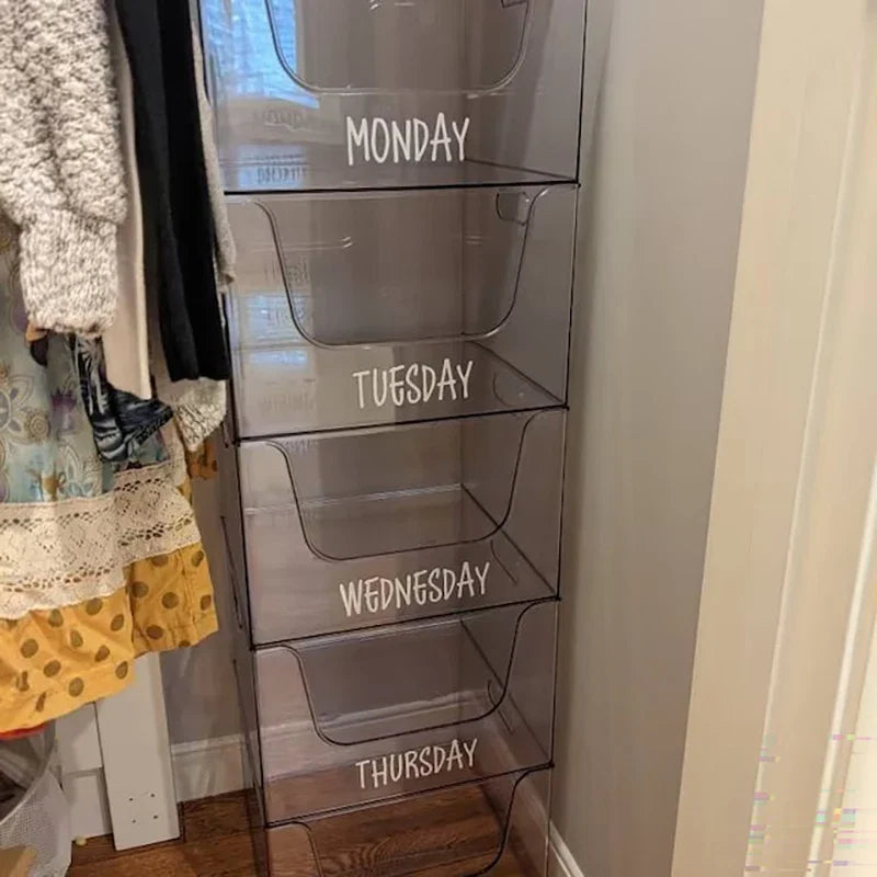 Days of the Week Labels | Personalized Vinyl Decals for Drawer and Storage Organization