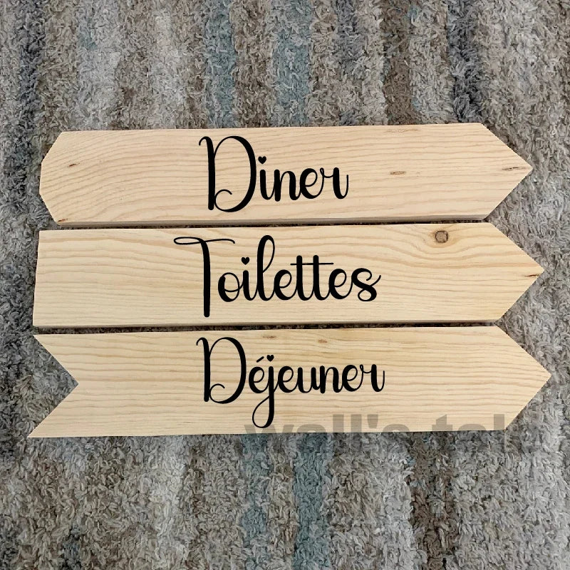 French Wedding Directional Sign Stickers | Baptism Party Personalized Vinyl Decals