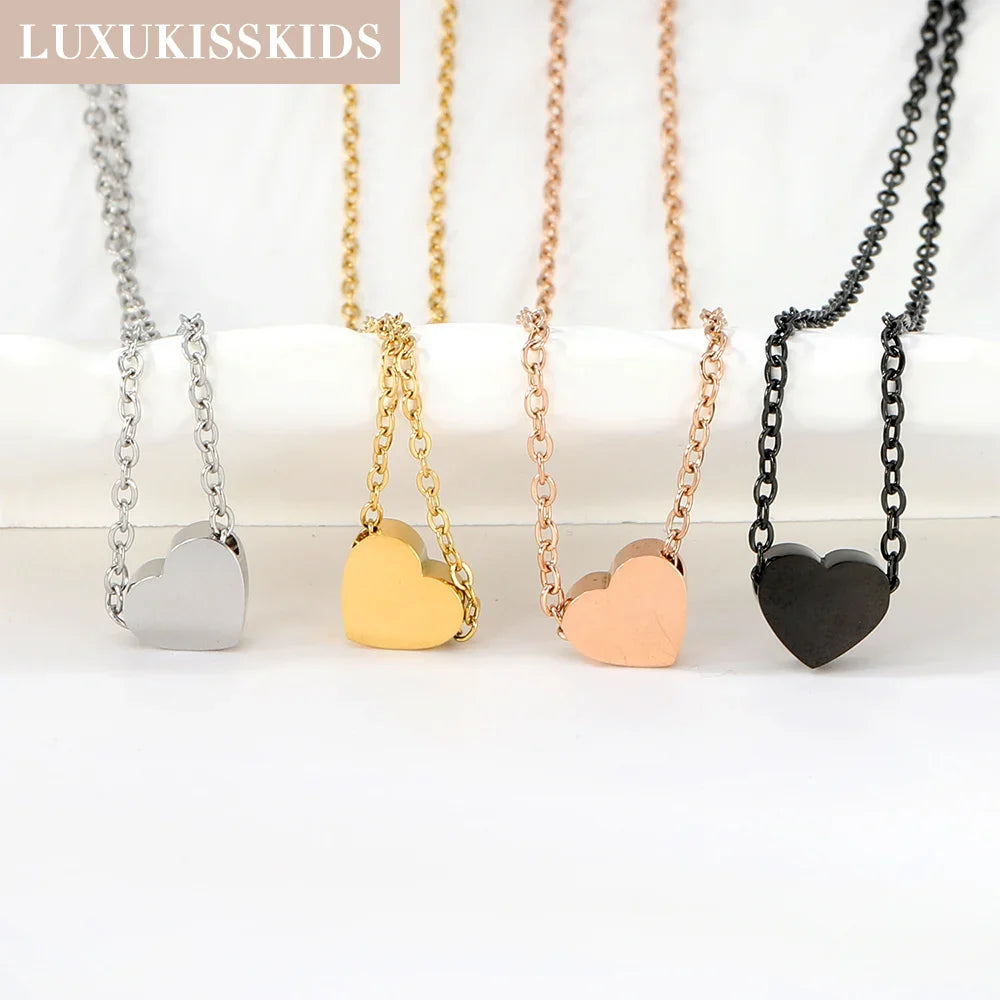 Simple Heart Pendant Necklace | Stainless Steel Clavicle Choker for Girls