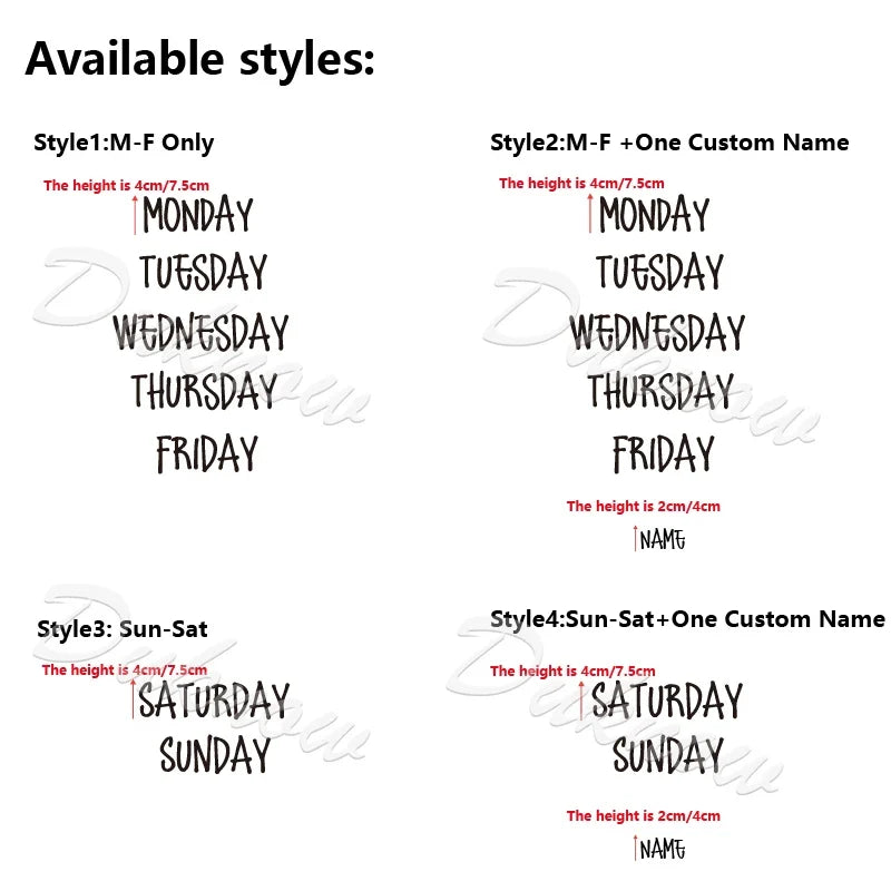 Days of the Week Labels | Personalized Vinyl Decals for Drawer and Storage Organization