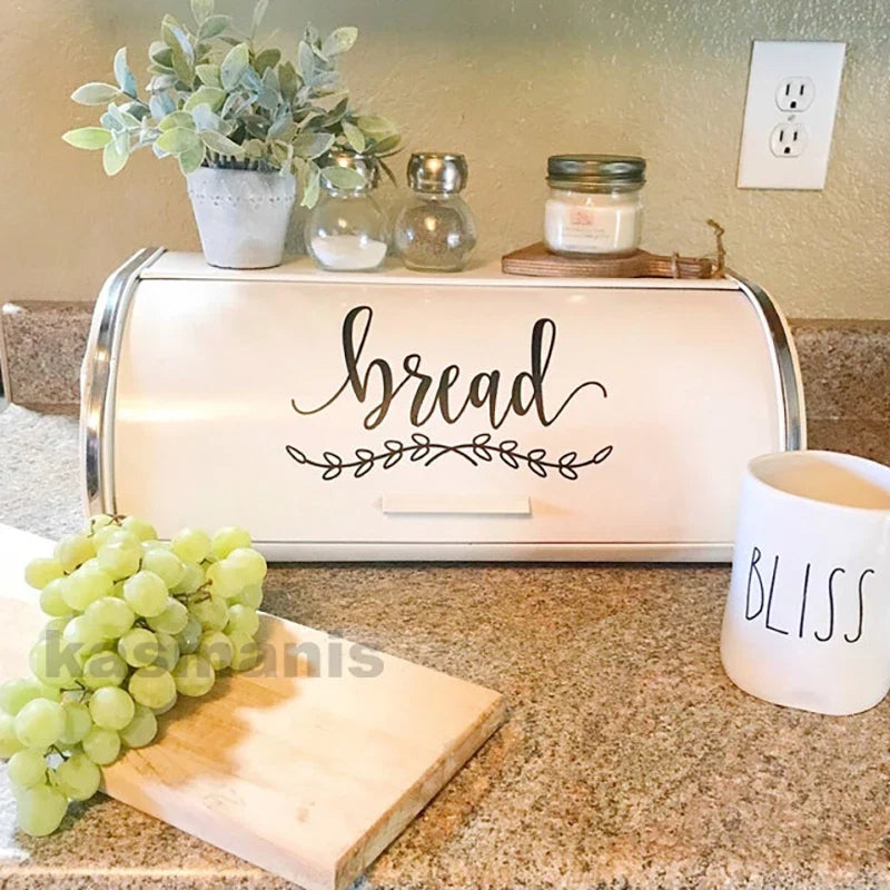 Farmhouse Bread Box Sticker | Kitchen Pantry Label Decal