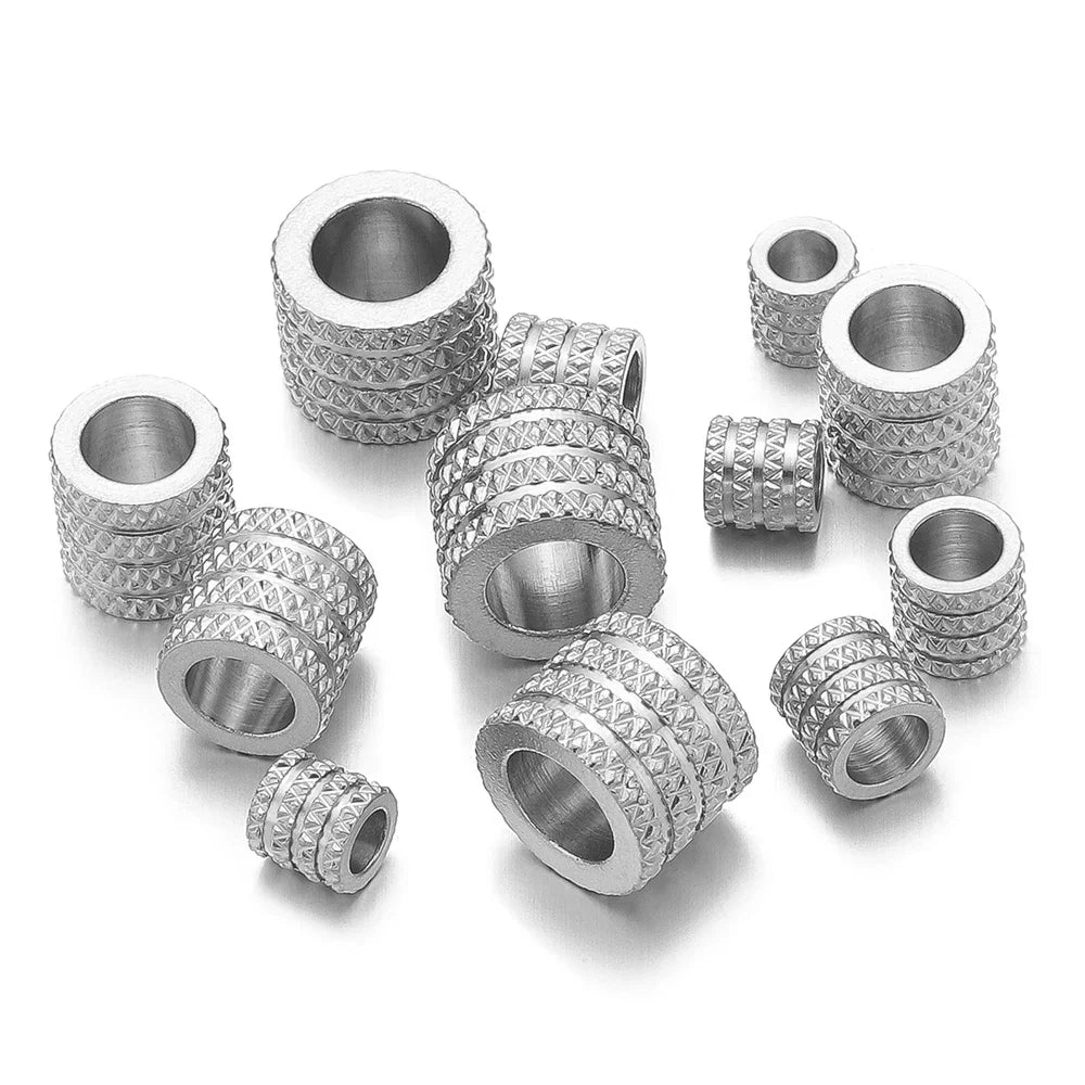 10Pcs Stainless Steel Big Hole Spacer Beads | DIY Jewelry Findings for Bracelets and Necklaces