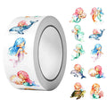 1Roll (500Pcs) Irregular Watercolor Mermaid Stickers | Decorative Stationery Labels