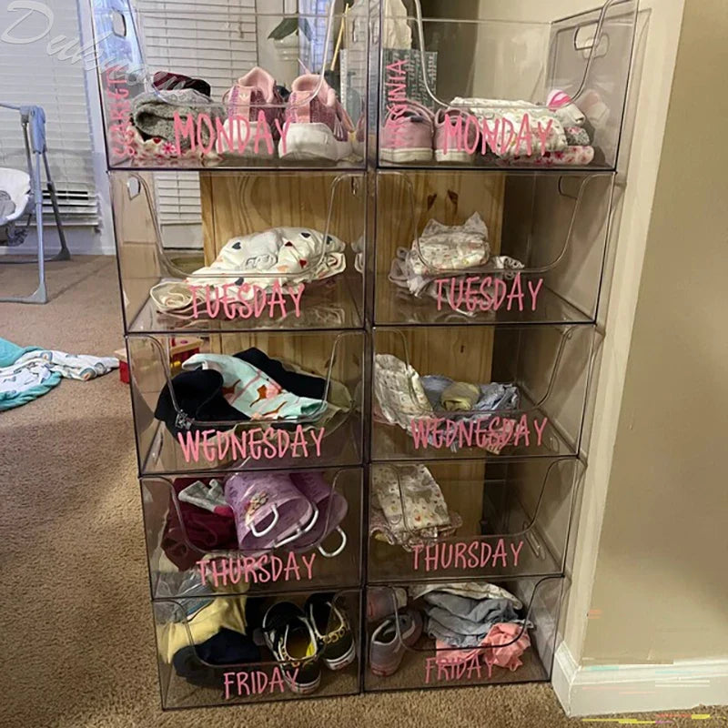 Days of the Week Labels | Personalized Vinyl Decals for Drawer and Storage Organization