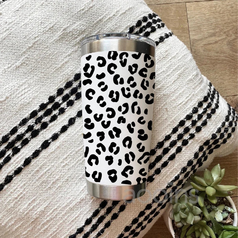 Leopard Pattern Full Wrap Vinyl Sticker for 24 oz Cold Cup | Cheetah Coffee Cup Decal