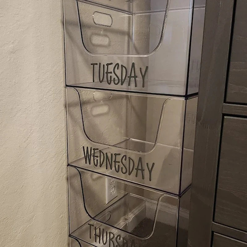 Days of the Week Labels | Personalized Vinyl Decals for Drawer and Storage Organization