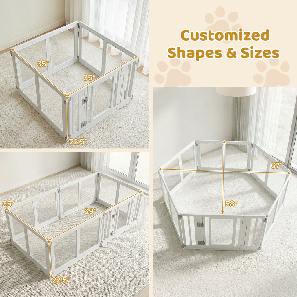 Clear Plastic Dog Playpen with Door - 8 Panel