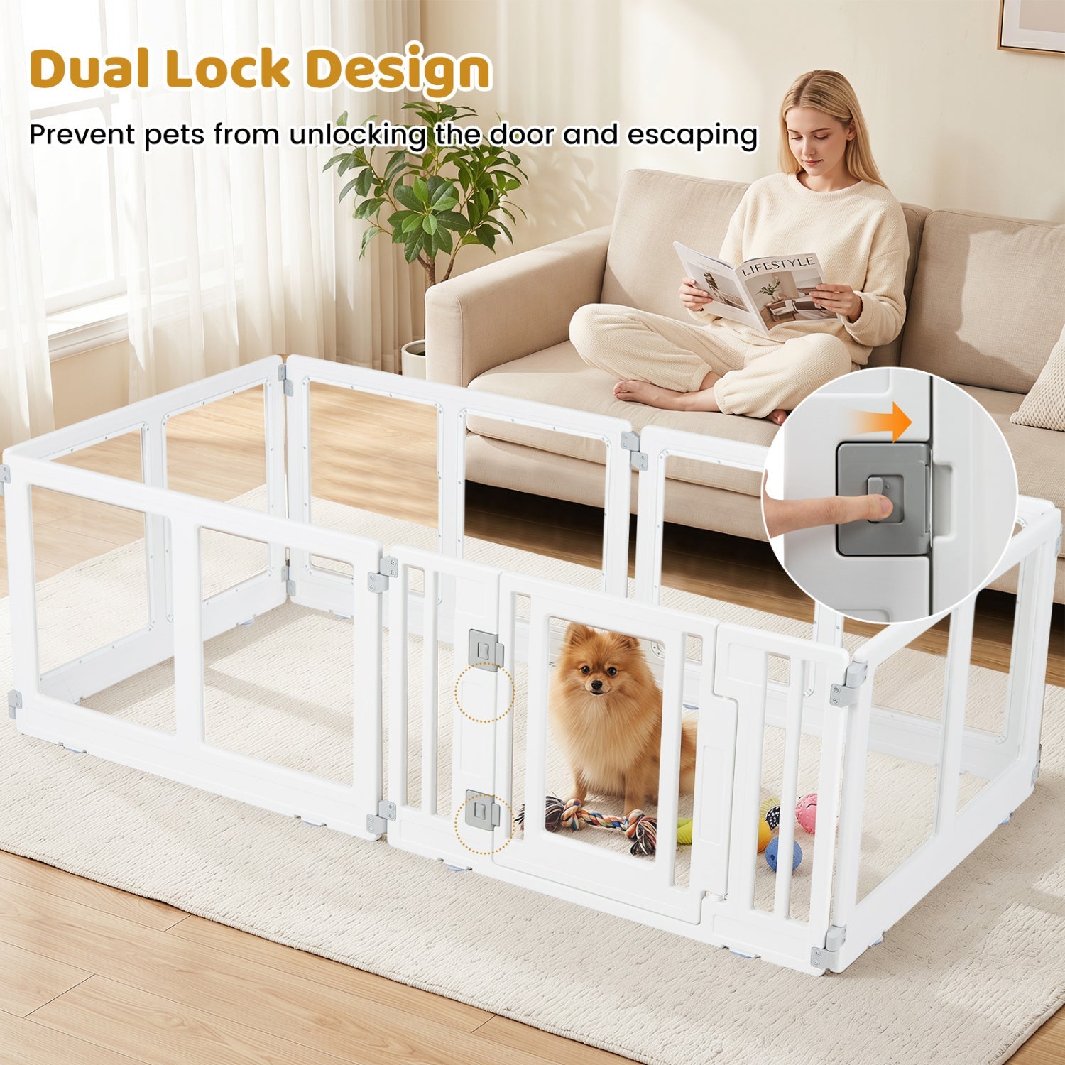 Clear Plastic Dog Playpen with Door - 8 Panel