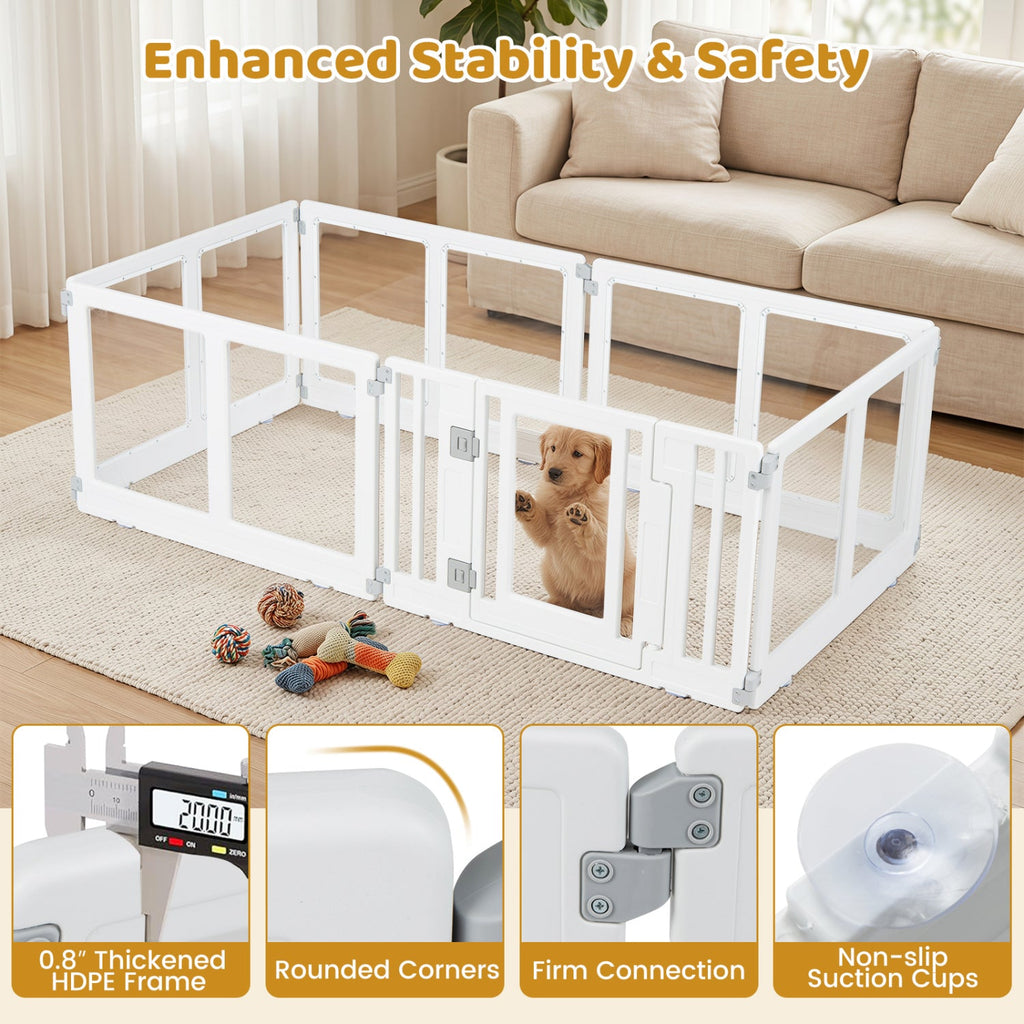 Clear Plastic Dog Playpen with Door - 8 Panel