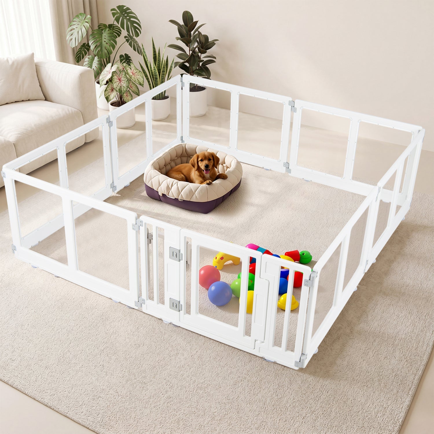 Clear Plastic Dog Playpen with Door - 8 Panel