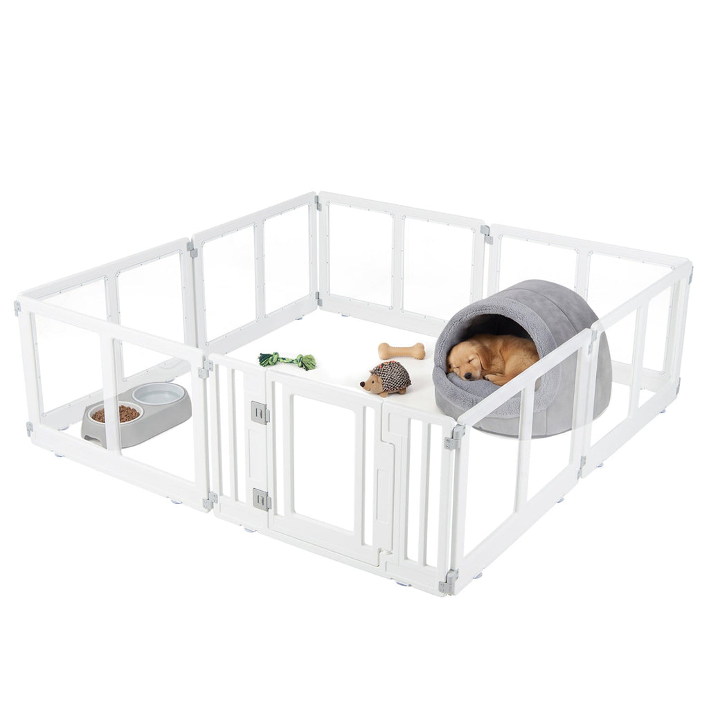 Clear Plastic Dog Playpen with Door - 8 Panel