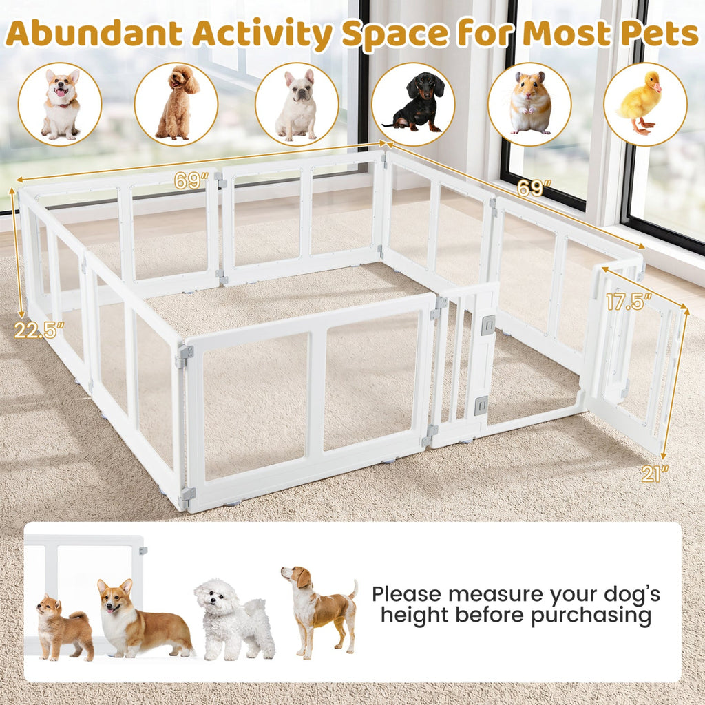 Clear Plastic Dog Playpen with Door - 8 Panel
