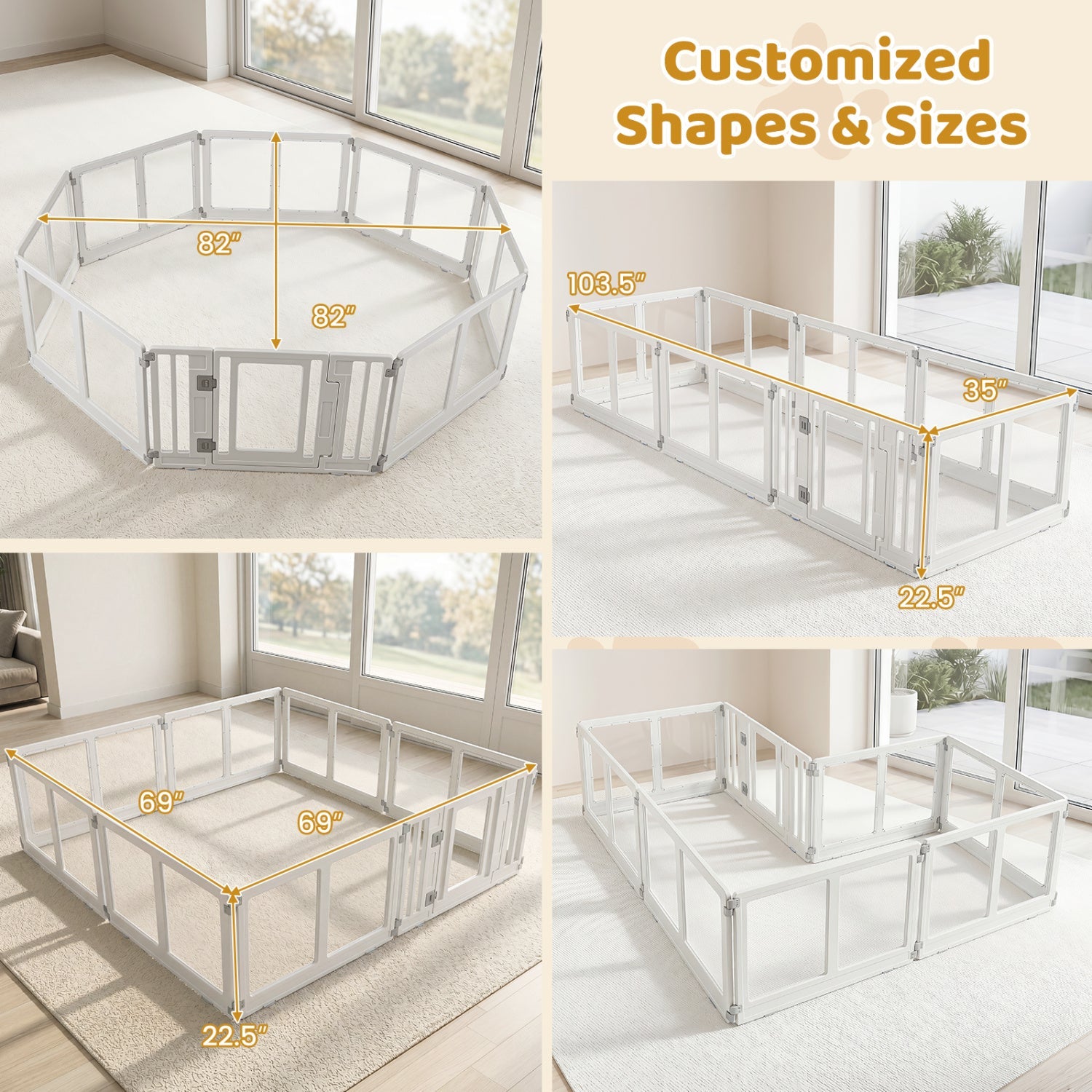 Clear Plastic Dog Playpen with Door - 8 Panel