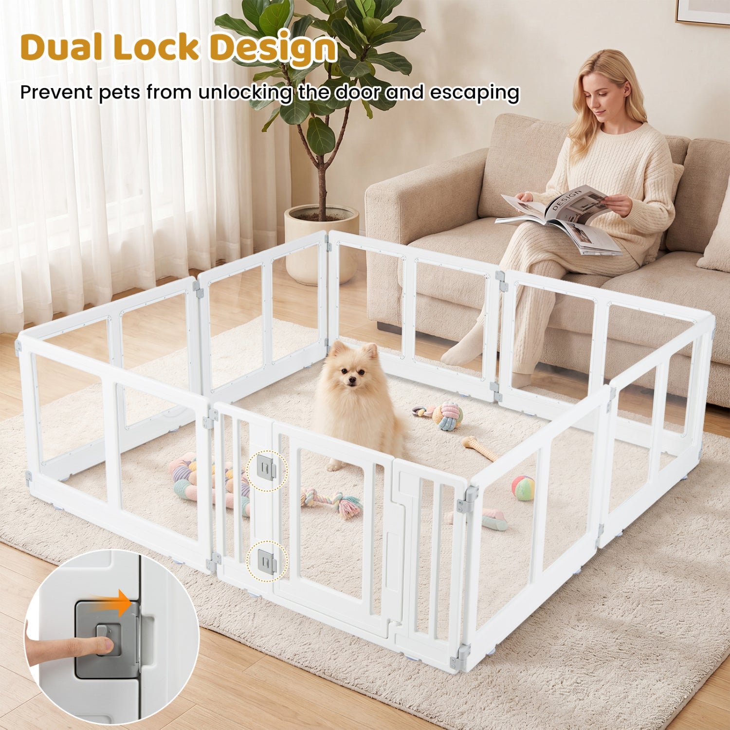 Clear Plastic Dog Playpen with Door - 8 Panel