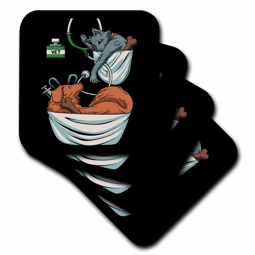 3dRose Dog and Cat for Vet Doctor Veterinary Medical Student - Coasters (CST_326106)