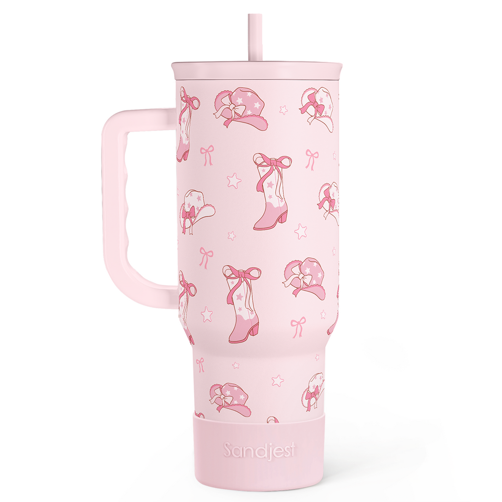 Cowgirl 40oz Slider Tumbler with Handle and Straw - Insulated Stainless Steel Travel Coffee Mug for Women Girls, Gift for Birthday, Christmas