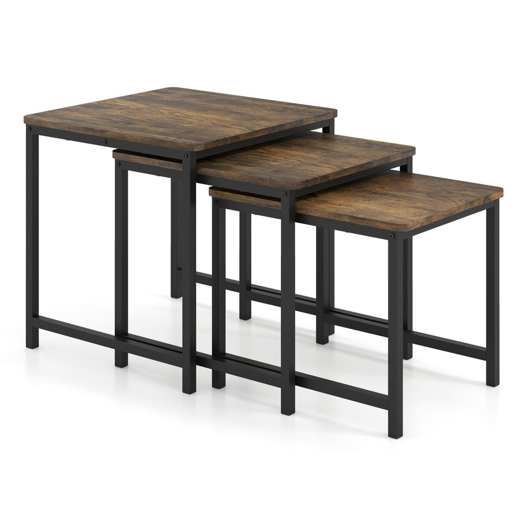 Nesting Tables Set of 3 with Faux Marble Top and Metal Frame