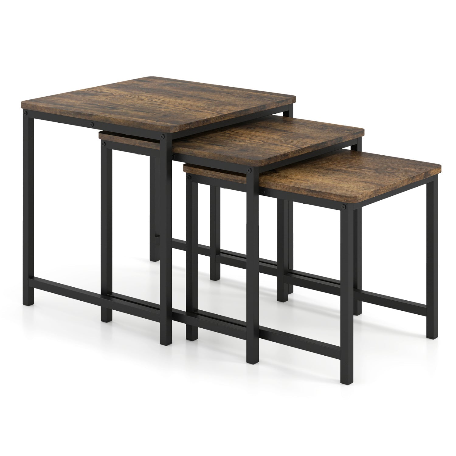 Nesting Tables Set of 3 with Faux Marble Top and Metal Frame