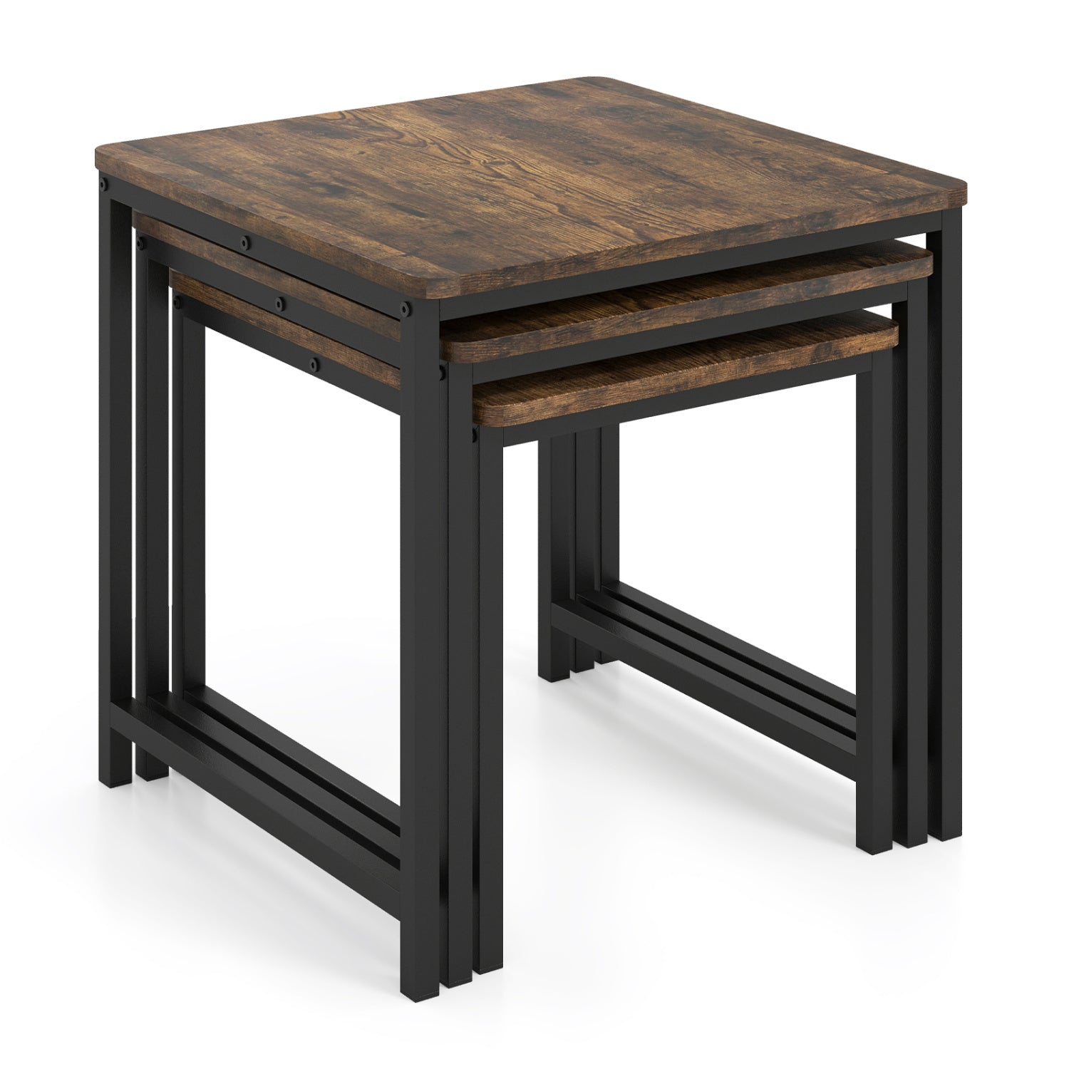 Nesting Tables Set of 3 with Faux Marble Top and Metal Frame
