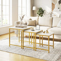 Nesting Tables Set of 3 with Faux Marble Top and Metal Frame