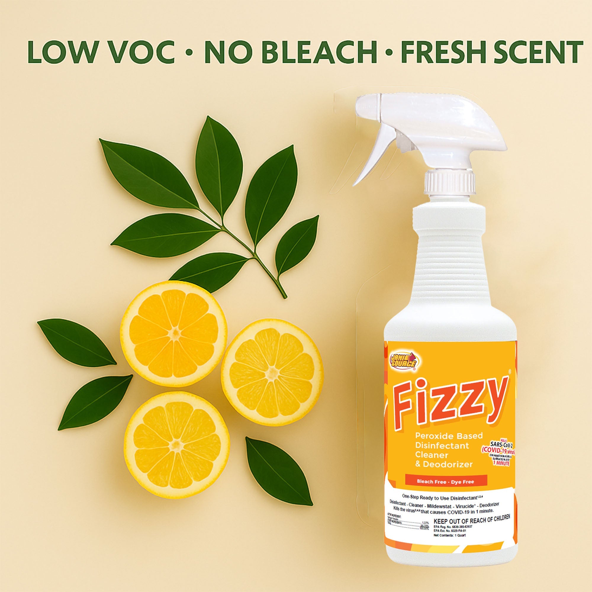 Fizzy-D RTU Peroxide Disinfectant Cleaner – 32 oz Quart