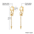 Stainless Steel Cross Double Chain Huggie Hoop Earrings | Trendy Unisex Jewelry