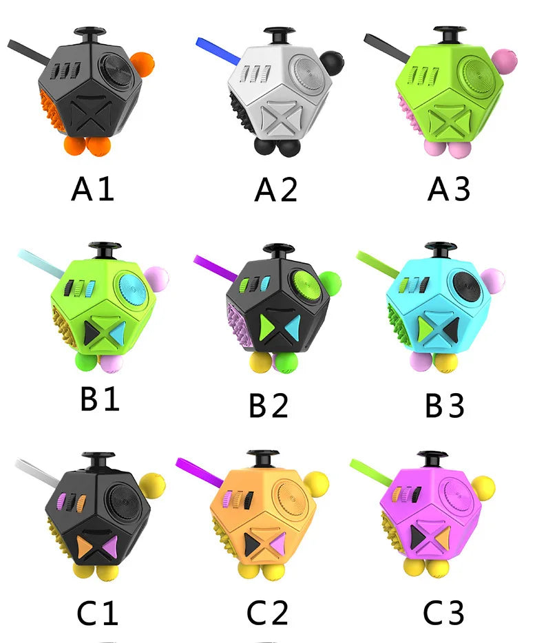 12 Sides Fidget Cube | Anti Stress Sensory Toy for Focus and Calm