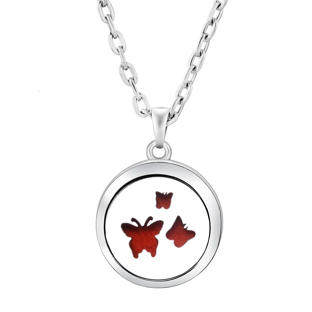Heart-Shaped Aromatherapy Essential Oil Diffuser Necklace | Stainless Steel Dragonfly Perfume Locket