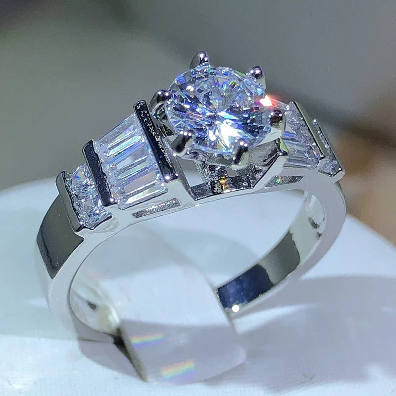 925 Sterling Silver Zircon Engagement Ring | Classic Cocktail Jewelry for Women