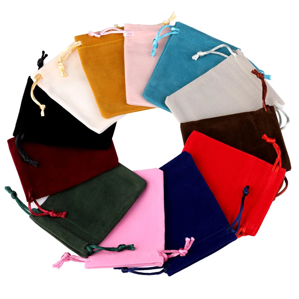 10pcs Drawstring Velvet Jewelry Gift Bags | Soft Plush Multi-Color Pouches for Wedding Christmas Party