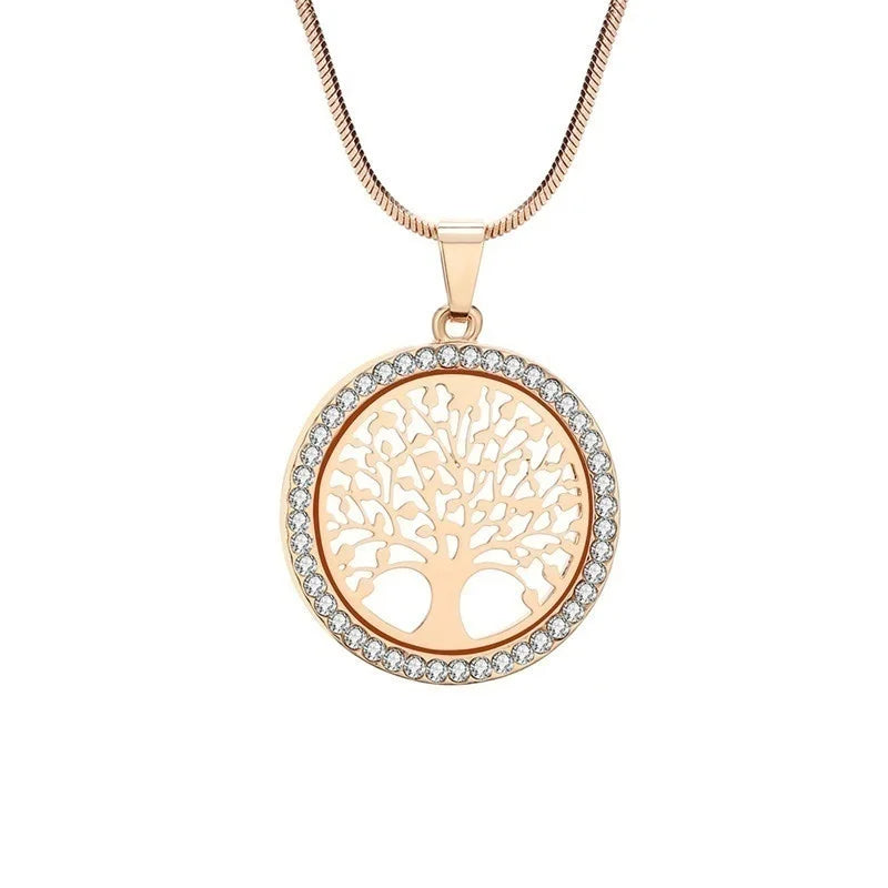 Crystal Zircon Tree of Life Pendant Necklace | Fashion Jewelry for Women