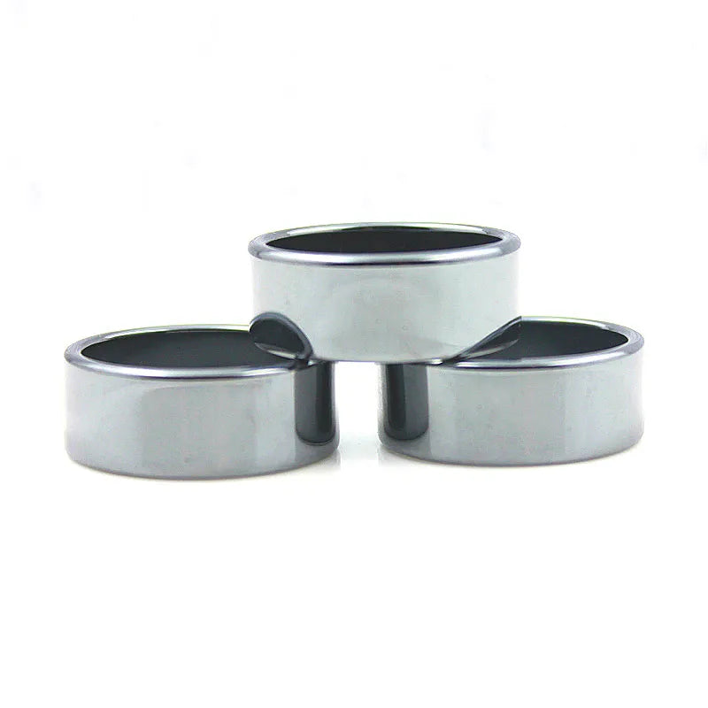 Flat Hematite Ring 10mm Wide | Unisex 5A Quality Black Jewelry