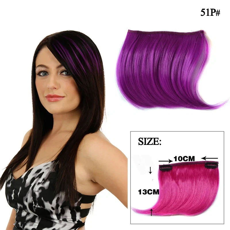 Colorful Clip In Bangs Hair Extensions | High Temperature Fiber Hair Pieces for Women