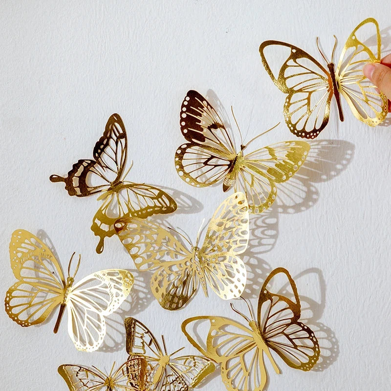 Yoofun 10pcs Vintage Gliding Stickers | Gold Flower Butterfly Lace Scrapbook Paper