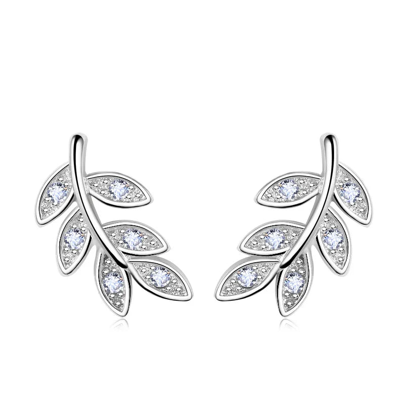 925 Sterling Silver Leaf Stud Earrings | Elegant Fine Jewelry for Women