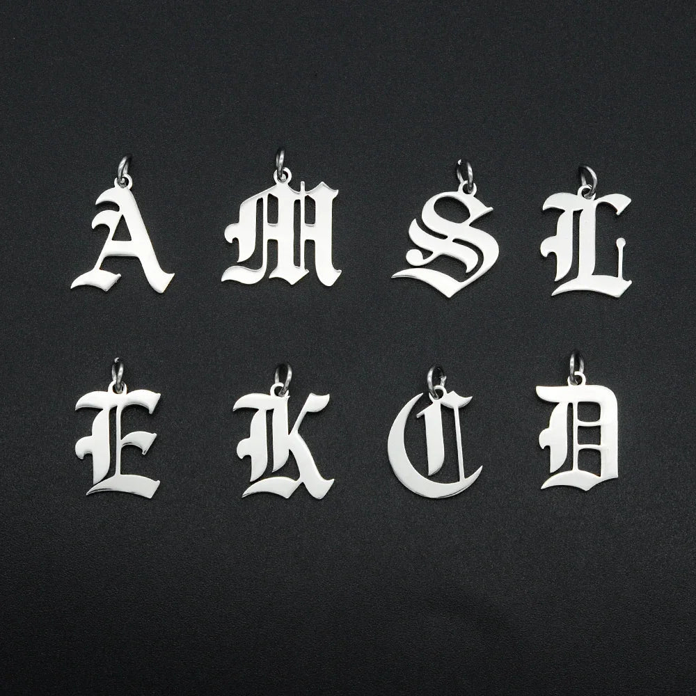 316 Stainless Steel Old English Letter Charms | DIY Alphabet Jewelry Findings for Bracelets and Necklaces