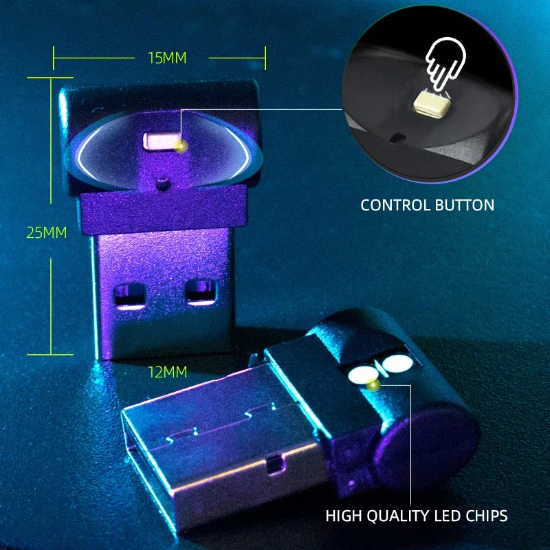 Mini USB LED Car Interior Atmosphere Light | RGB Decorative Lamp for Auto