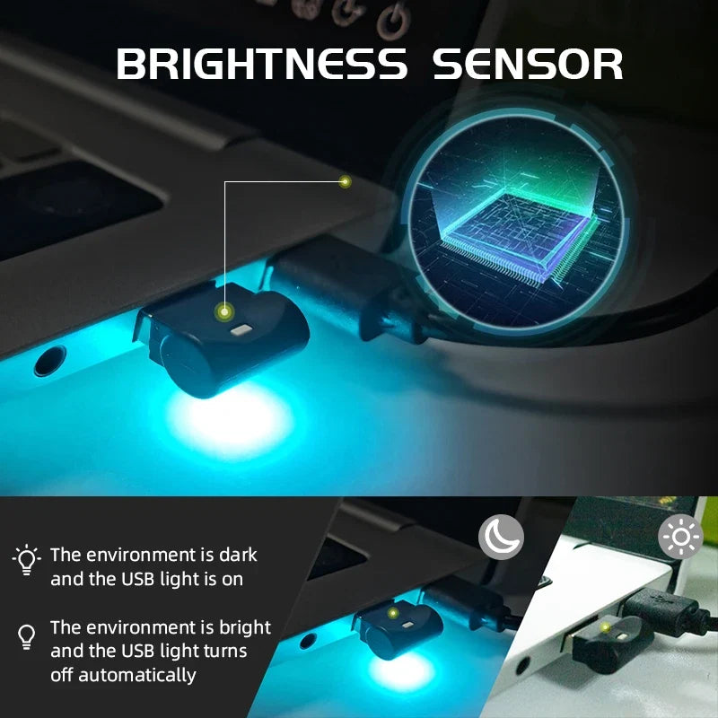Mini USB LED Car Interior Atmosphere Light | RGB Decorative Lamp for Auto