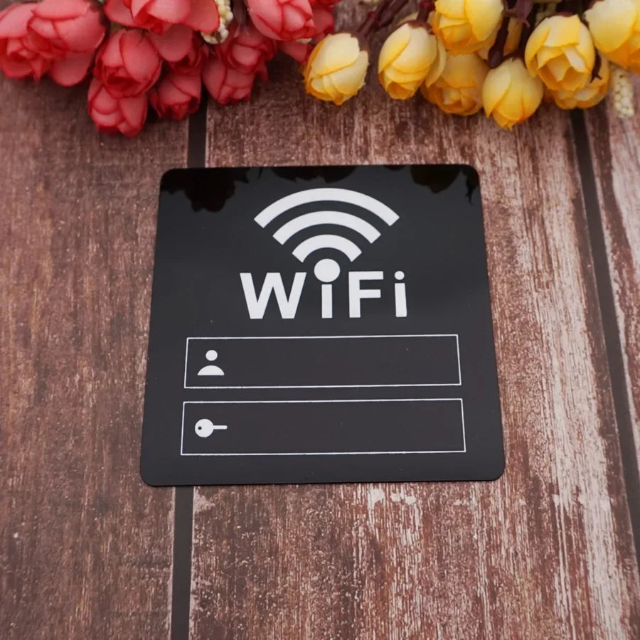 Acrylic Mirror WiFi Sign Sticker | Handwrite Account & Password Notice Board
