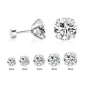 LUXUSTEEL Stainless Steel Round Cubic Zirconia Stud Earrings | Silver Screw-Back Earrings for Women