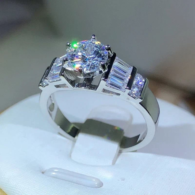 925 Sterling Silver Zircon Engagement Ring | Classic Cocktail Jewelry for Women