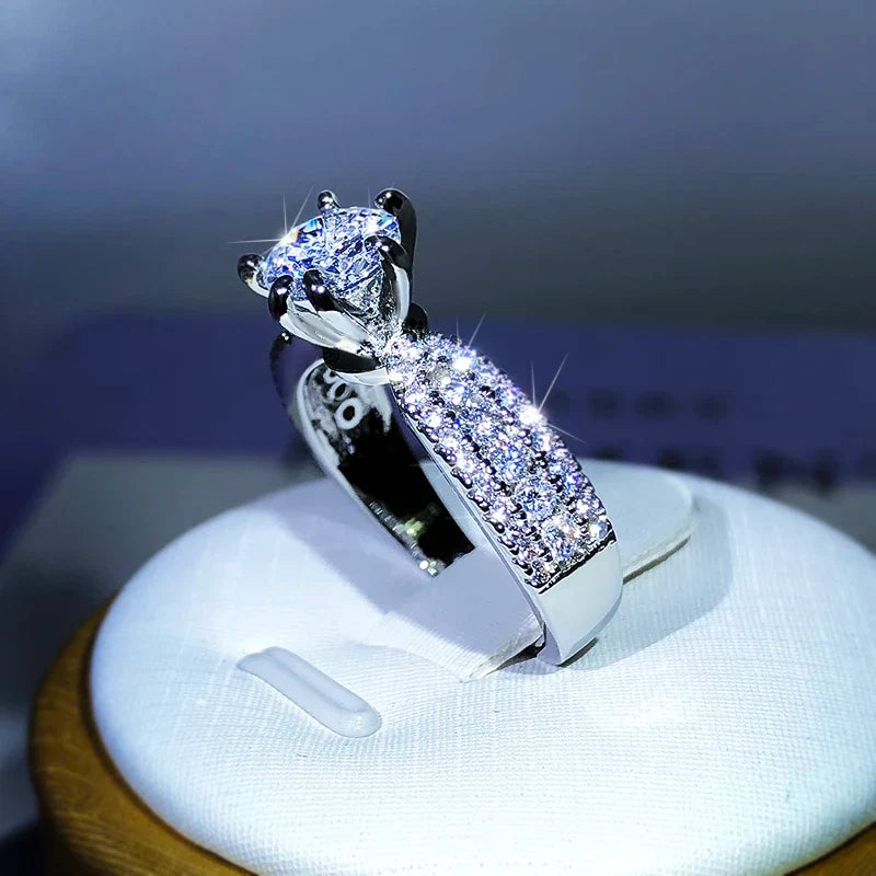 925 Sterling Silver Six-Claw Zircon Ring | Cocktail Party Jewelry for Women