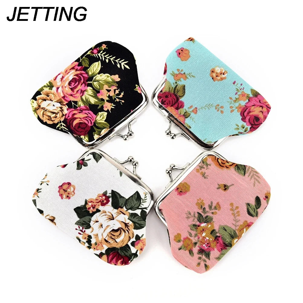 Canvas Mini Coin Purse Wallet | Floral Small Bag for Women and Girls