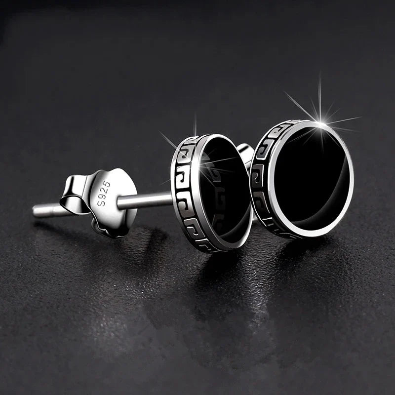 Andara Personalized 925 Sterling Silver Stud Earrings | Men's Street Punk Hip-Hop Jewelry